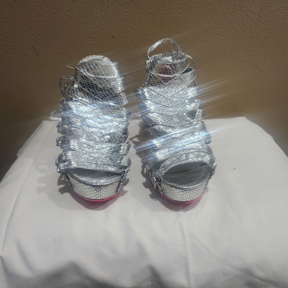 Hustler Hollywood Silver Strappy Sandals